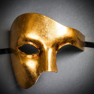 Phantom Venetian Masquerade Half Face Party Mask - Metal Gold